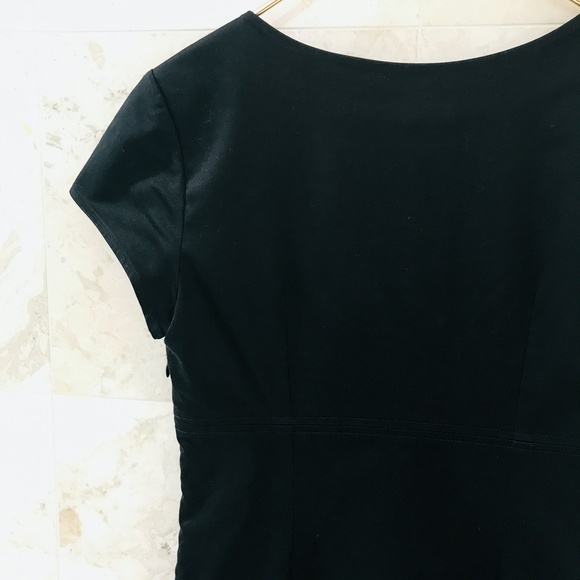 BODEN {6} Shift Dress Black Cotton Knee Length Cap Sleeve Gray Circles - Picture 8 of 9